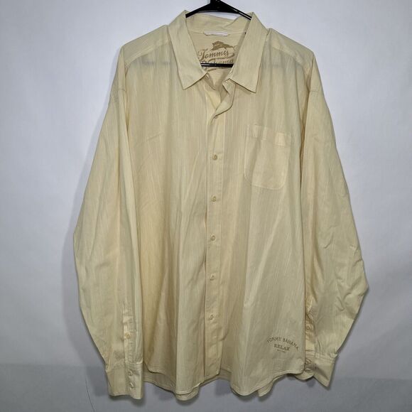 Tommy Bahama Relax Button Up Shirt Mens Size XXL 2XL Yellow Long Sleeve Cotton - Picture 1 of 12